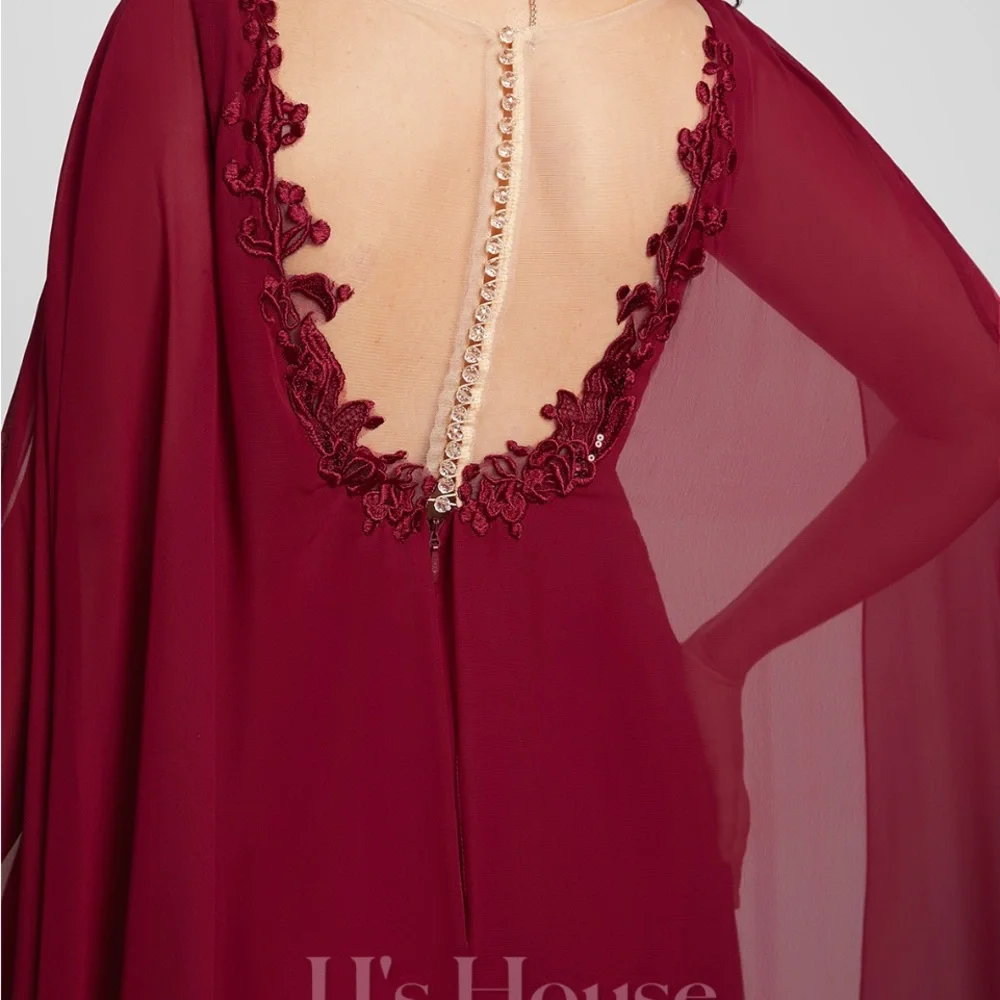 NWT JJs House Burgundy Bridesmaid Formal Prom Ren Fair Dress with Cape - Picture 5 of 13
